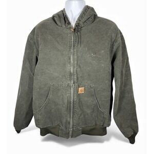 Carhartt Men's Active Jacket J25 MOS Canvas Work Coat Size 2XL Green VTG - 1081